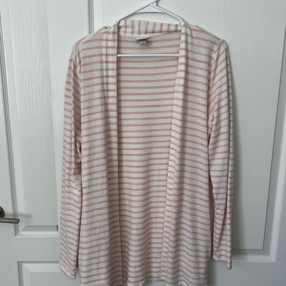 A New Day Striped Pink and White Women's Cardigan Sweater